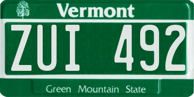 VT license plate ZUI492