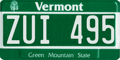 VT license plate ZUI495