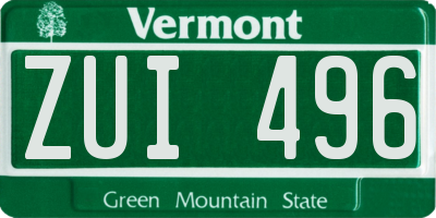 VT license plate ZUI496