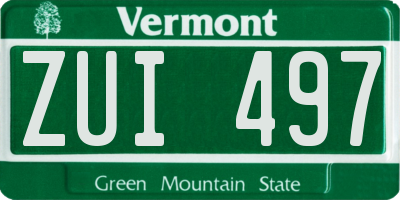 VT license plate ZUI497