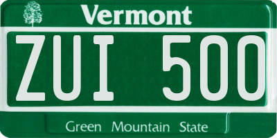 VT license plate ZUI500