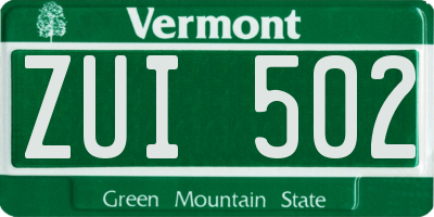 VT license plate ZUI502