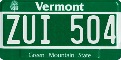 VT license plate ZUI504