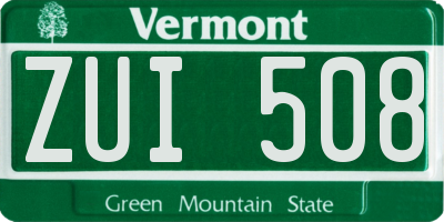 VT license plate ZUI508