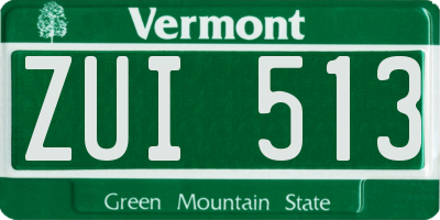 VT license plate ZUI513