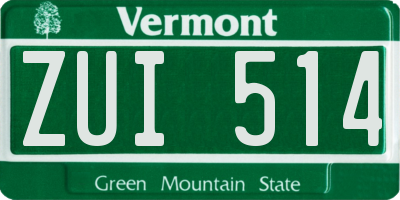VT license plate ZUI514