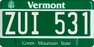 VT license plate ZUI531