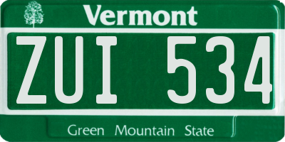 VT license plate ZUI534
