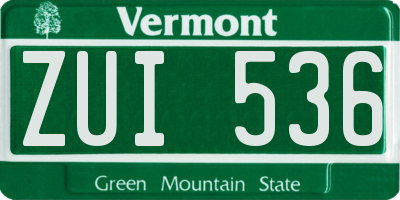 VT license plate ZUI536