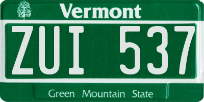 VT license plate ZUI537