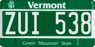 VT license plate ZUI538