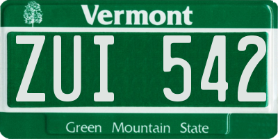 VT license plate ZUI542