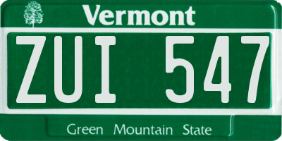 VT license plate ZUI547