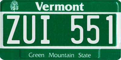 VT license plate ZUI551