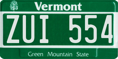 VT license plate ZUI554