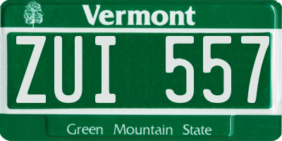 VT license plate ZUI557