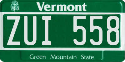 VT license plate ZUI558