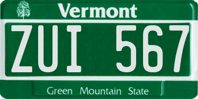 VT license plate ZUI567