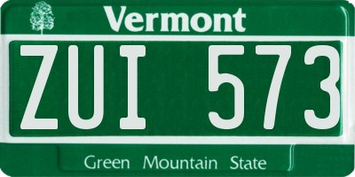 VT license plate ZUI573