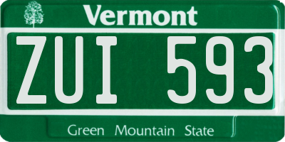 VT license plate ZUI593
