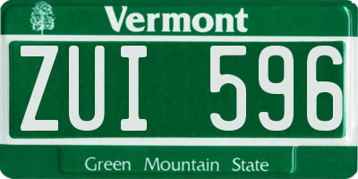 VT license plate ZUI596