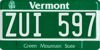VT license plate ZUI597
