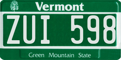 VT license plate ZUI598