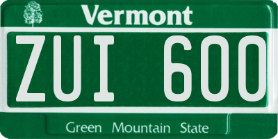 VT license plate ZUI600
