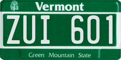VT license plate ZUI601