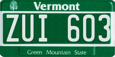 VT license plate ZUI603