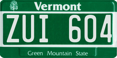 VT license plate ZUI604