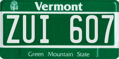 VT license plate ZUI607
