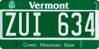 VT license plate ZUI634