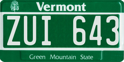 VT license plate ZUI643