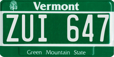 VT license plate ZUI647
