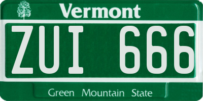 VT license plate ZUI666