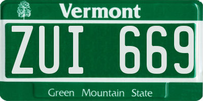 VT license plate ZUI669