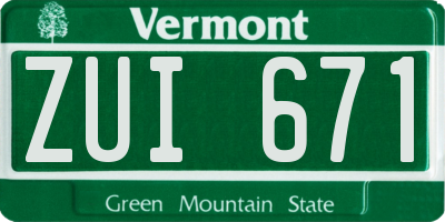 VT license plate ZUI671