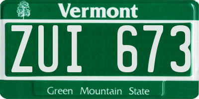 VT license plate ZUI673