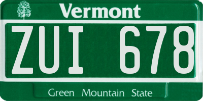 VT license plate ZUI678