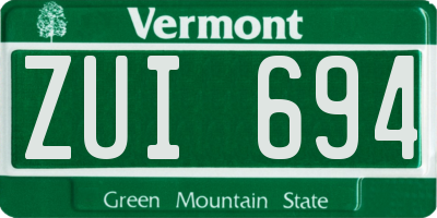 VT license plate ZUI694