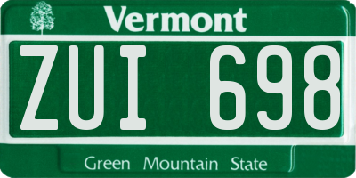 VT license plate ZUI698