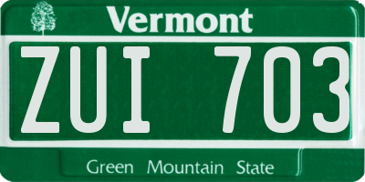 VT license plate ZUI703