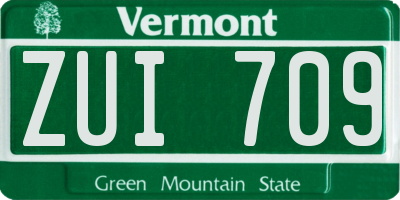 VT license plate ZUI709