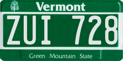 VT license plate ZUI728
