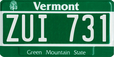 VT license plate ZUI731