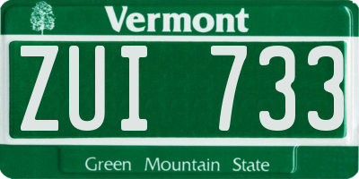 VT license plate ZUI733