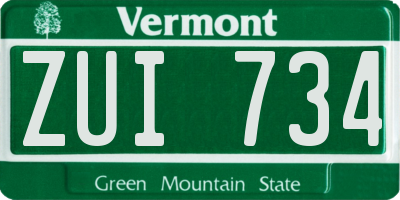VT license plate ZUI734