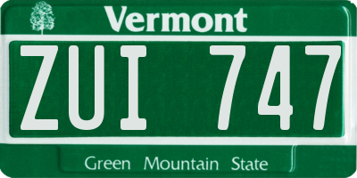 VT license plate ZUI747