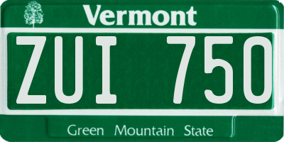 VT license plate ZUI750
